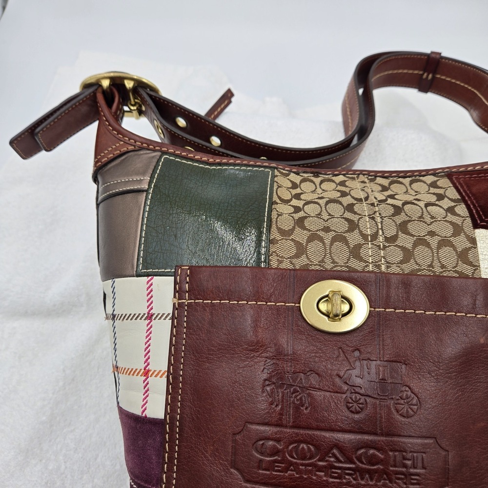 Vtg Coach Bleecker Legacy Holiday Patchwork Duffle Crossbody Shoulder Bag Purse - Picture 5 of 16